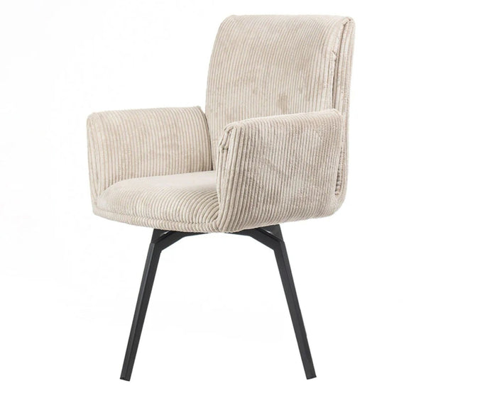 Ripple Ridge Radiance Dining Chair – Modern Upholstered Dining Chair for Home & Café Beige White