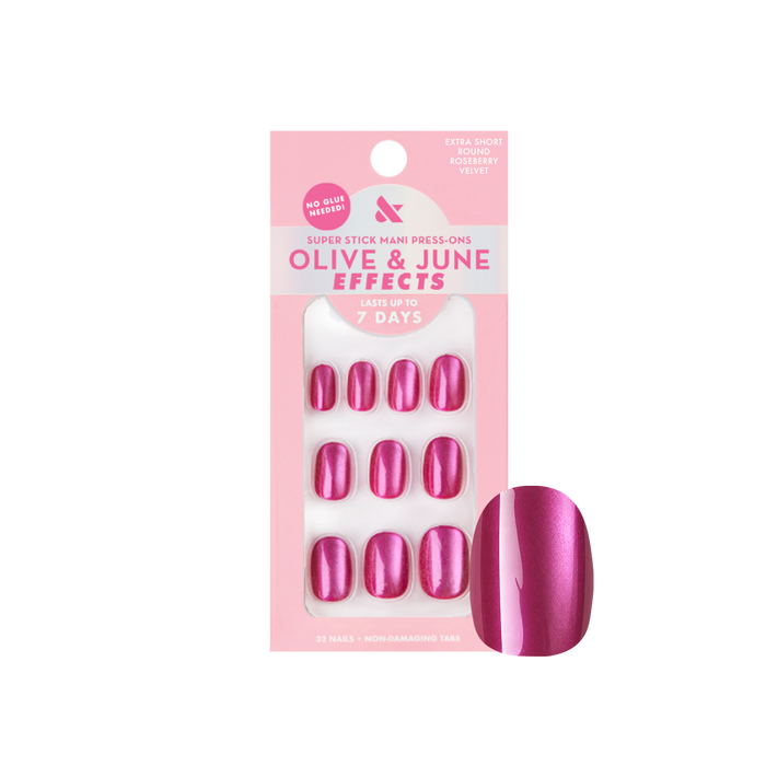 Roseberry Velvet - Tab Press Ons | Extra Short | Round