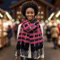 Ruen - Check Unisex Scarf (60x200cm) - Black/Pink
