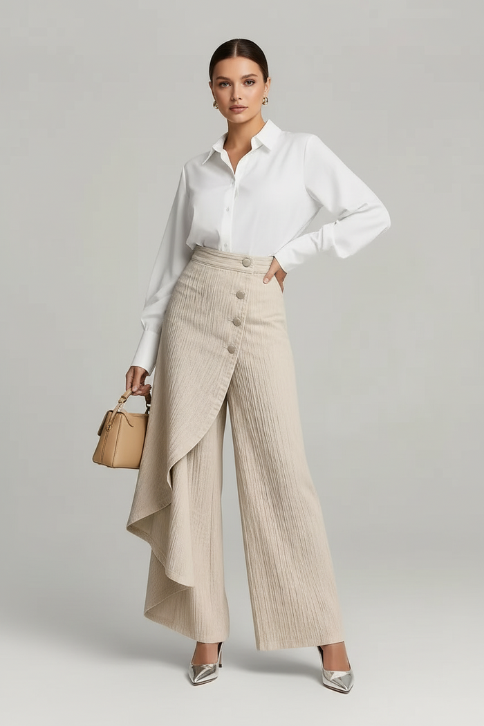 women's wide leg faux denim pants light blue relaxed silhouette