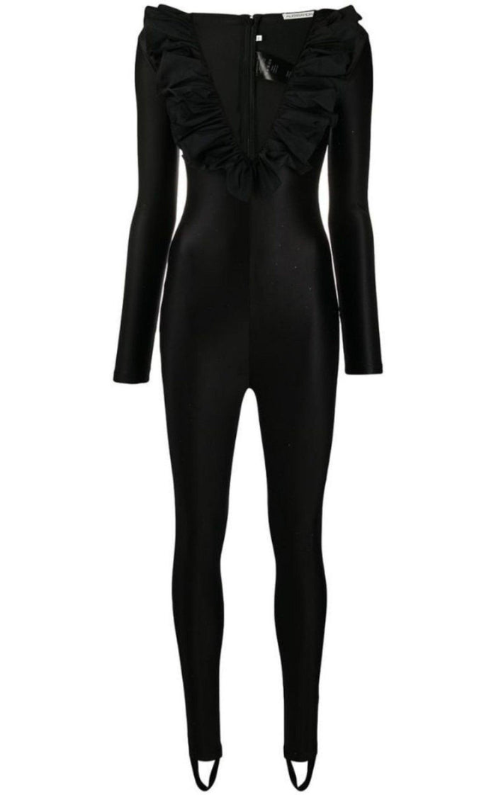 Alessandra Rich Ruffle Crystal Jumpsuit - Runway Catalog