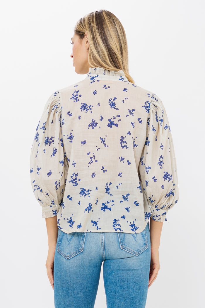 Ruffle Front Button Blouse- Alyssum Cream