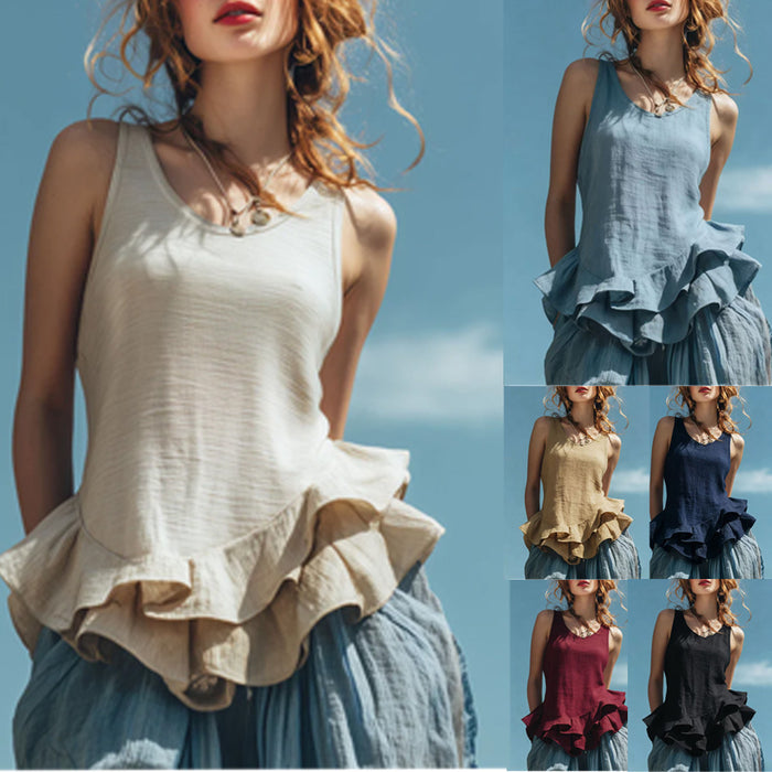 Regular fit sleeveless blouse styled for warm-weather everyday outfits
