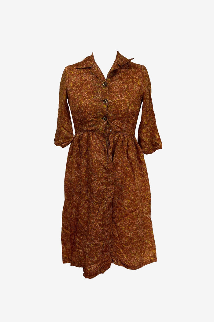 Rust & Yellow Floral Pattern Dress