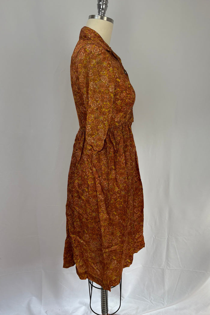 Rust & Yellow Floral Pattern Dress