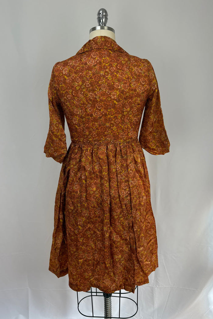 Rust & Yellow Floral Pattern Dress