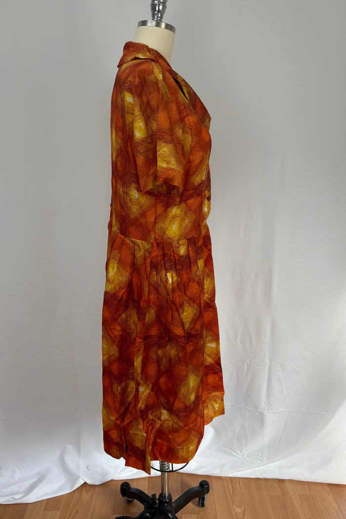 Rust & Yellow Weave Pattern Dress