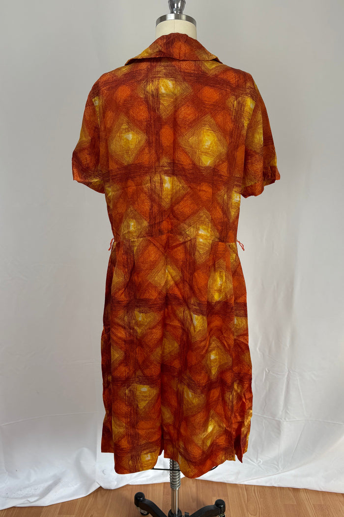 Rust & Yellow Weave Pattern Dress
