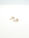 Gold with small pearl detail cross stud earrings