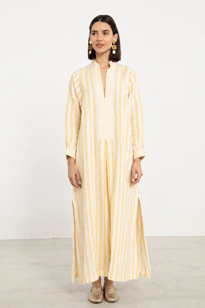 Safiya Linen Yellow Jellaba