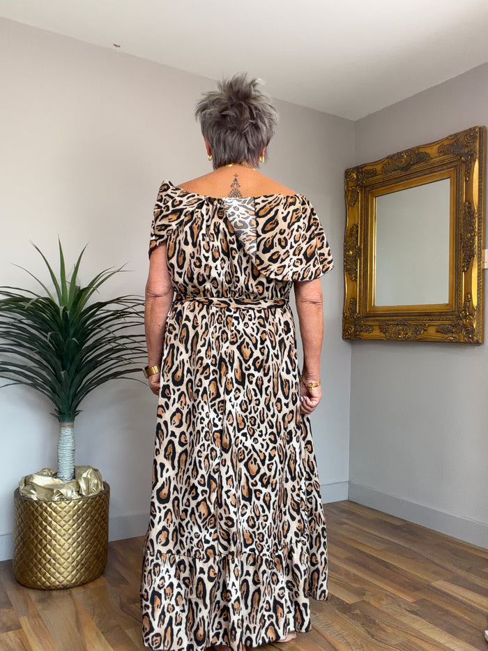 🔥 Sale No Return - Animal Print Frill Bardot Dress