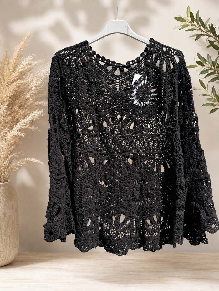 🔥 Sale No Return - Peplum Sleeve Crochet Top