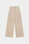 SATIN WIDE LEG EMBLEM TROUSERS - BEIGE