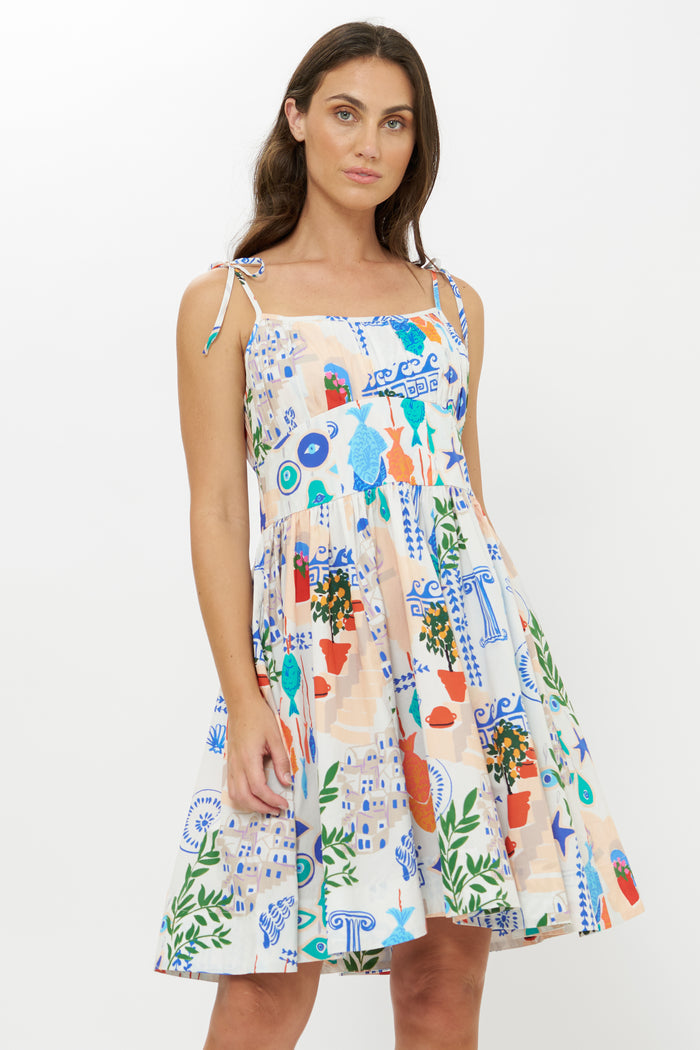 Scarlett Mini Dress- Corfu Blue