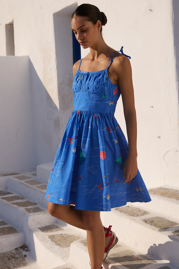 Scarlett Mini Dress- Dip Blue