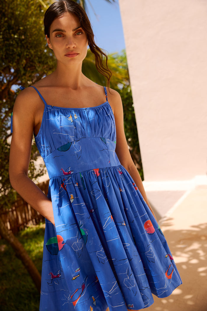Scarlett Mini Dress- Dip Blue