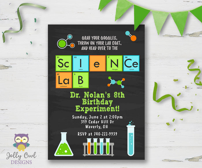 Science Laboratory Birthday Party Invitation