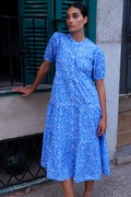 Scoop Tiered Midi- Ditsy Blue