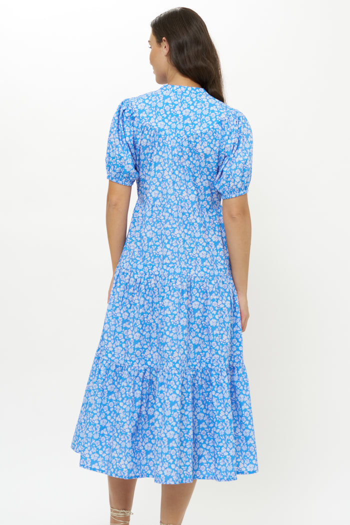 Scoop Tiered Midi- Ditsy Blue