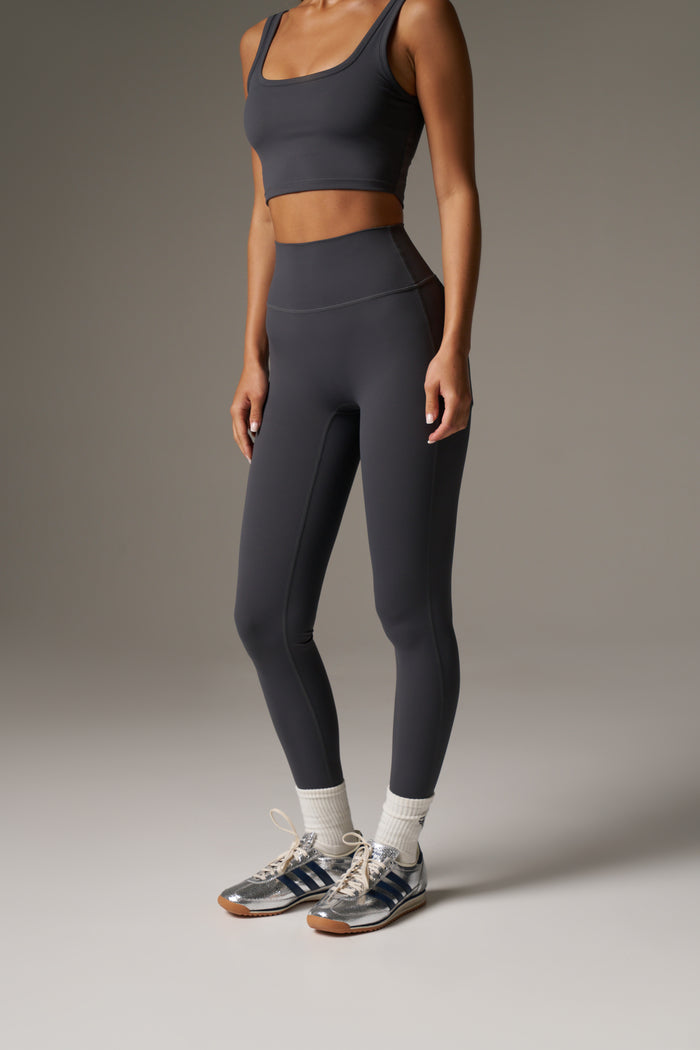 SCULPTING STRETCH EMBLEM LEGGINGS - MIDNIGHT GREY