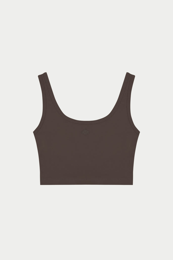 SCULPTING STRETCH EMBLEM SPORTS BRA - CHOCOLATE