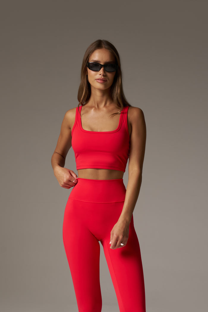 SCULPTING STRETCH EMBLEM SPORTS BRA - RED