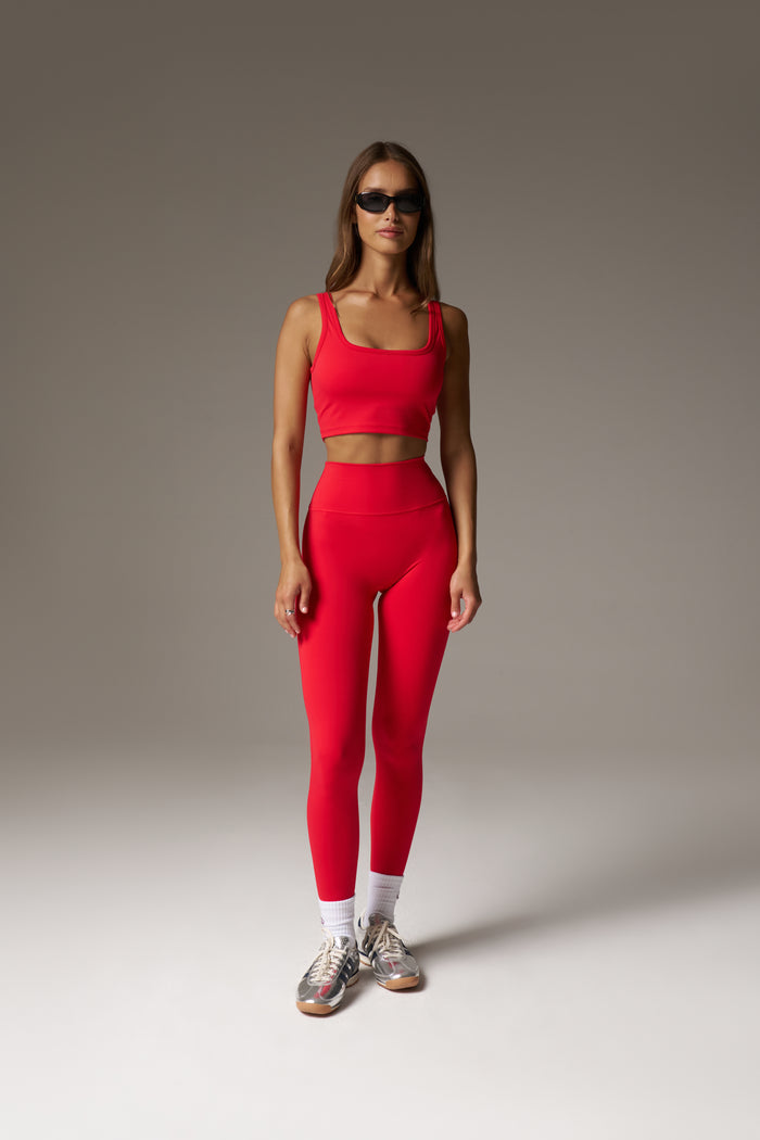 SCULPTING STRETCH EMBLEM SPORTS BRA - RED