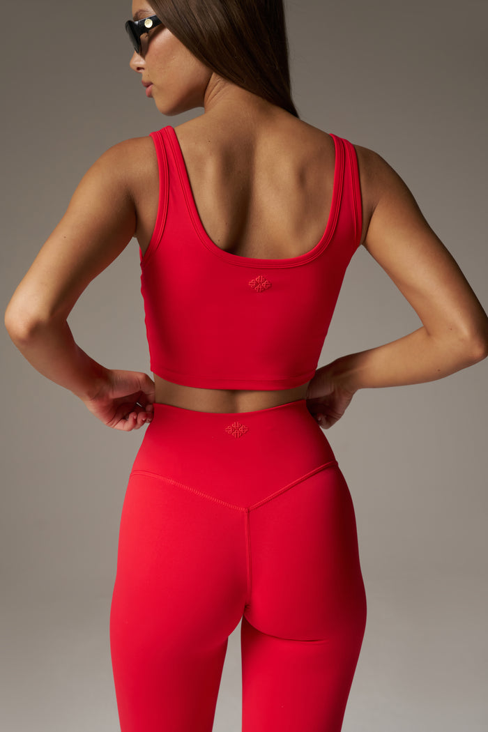 SCULPTING STRETCH EMBLEM SPORTS BRA - RED