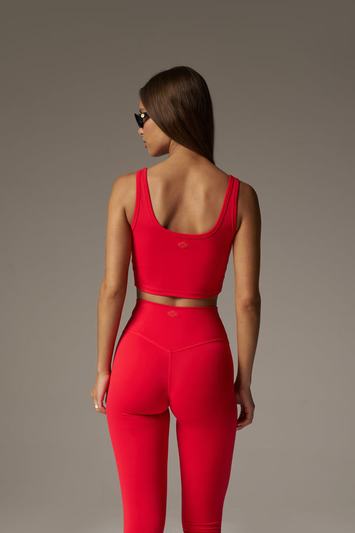 SCULPTING STRETCH EMBLEM SPORTS BRA - RED