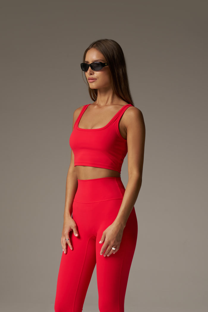 SCULPTING STRETCH EMBLEM SPORTS BRA - RED