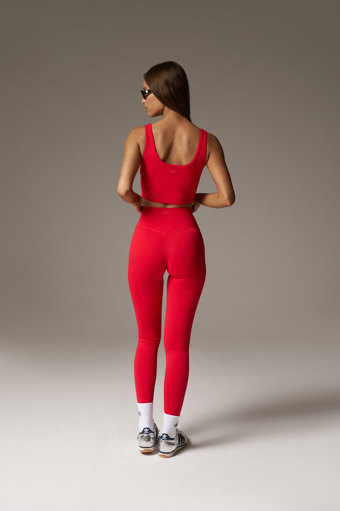SCULPTING STRETCH EMBLEM SPORTS BRA - RED