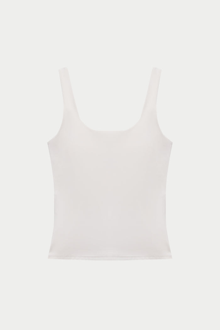 SCULPTING STRETCH SCOOP NECK SPORTS TOP - WHITE