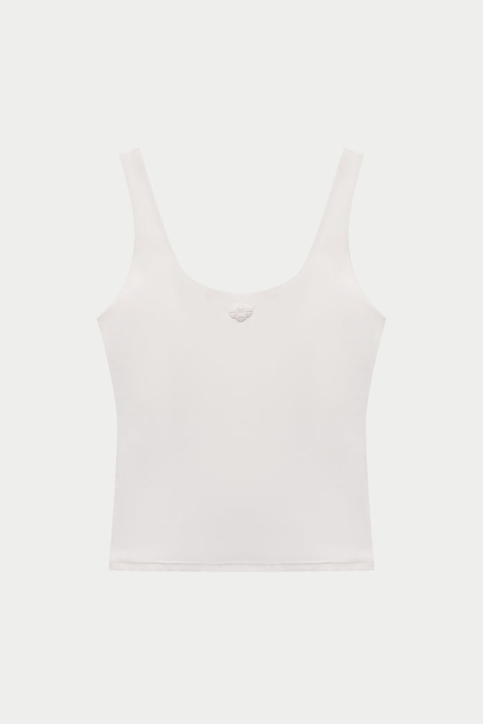 SCULPTING STRETCH SCOOP NECK SPORTS TOP - WHITE