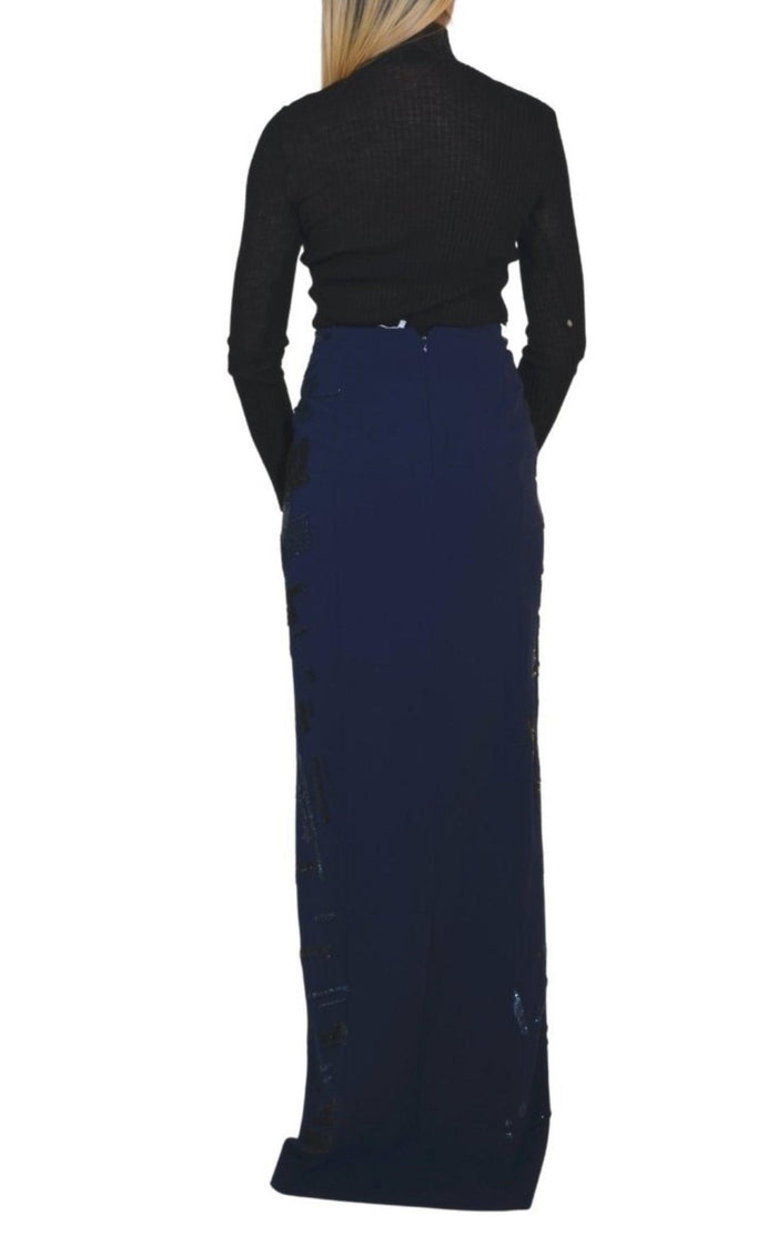 Mugler Sequins Embellished Blue Maxi Skirt - Runway Catalog