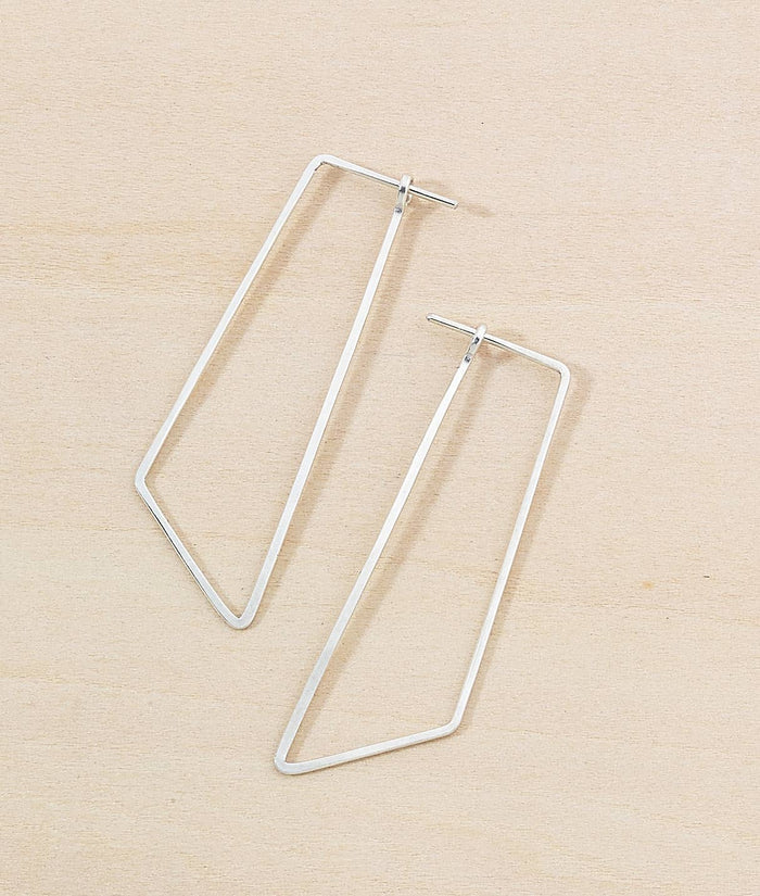Shift Minimal Hoop - Geometric Silver or Gold Line Earrings