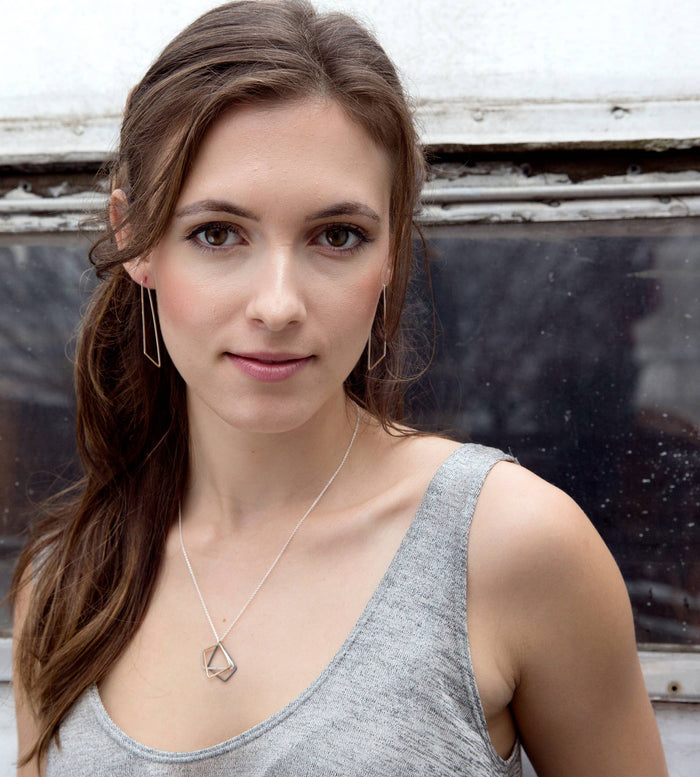Shift Minimal Hoop - Geometric Silver or Gold Line Earrings