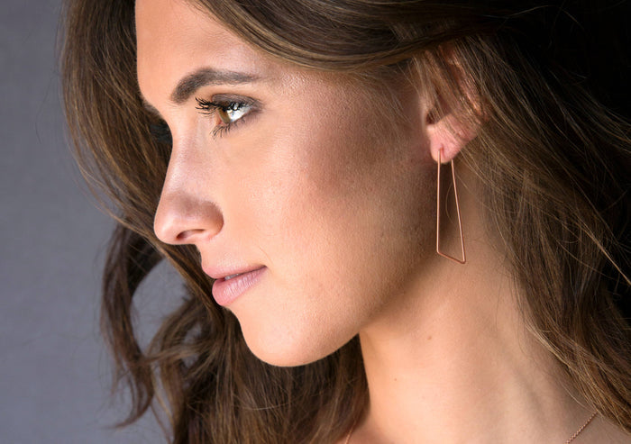 Shift Minimal Hoop - Geometric Silver or Gold Line Earrings