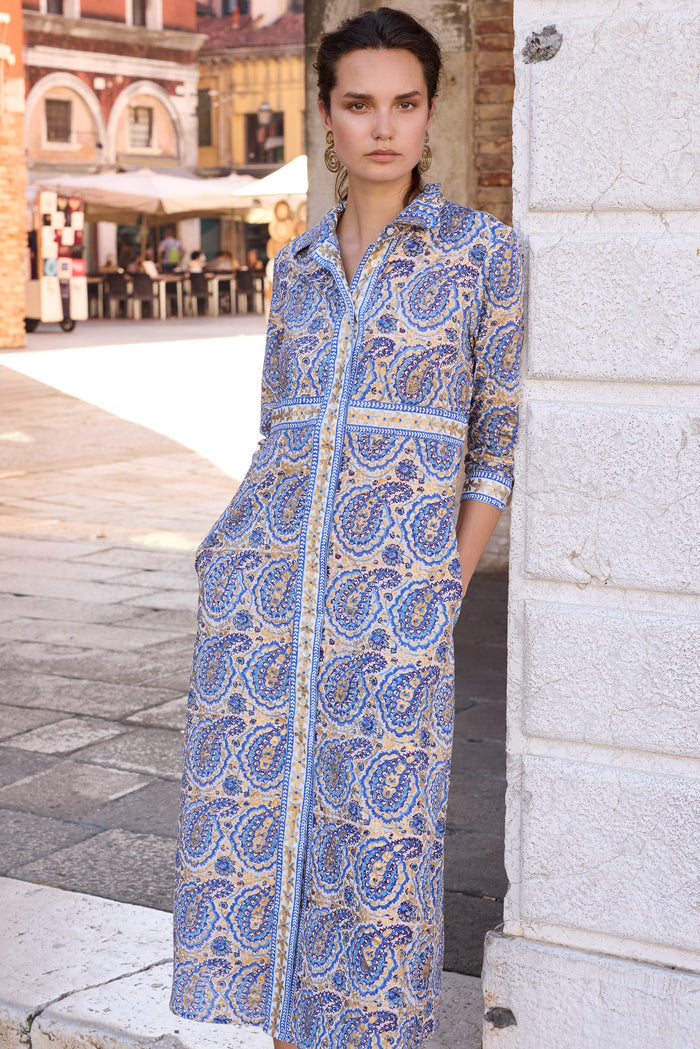 Shirt Dress Maxi- Izmir Blue