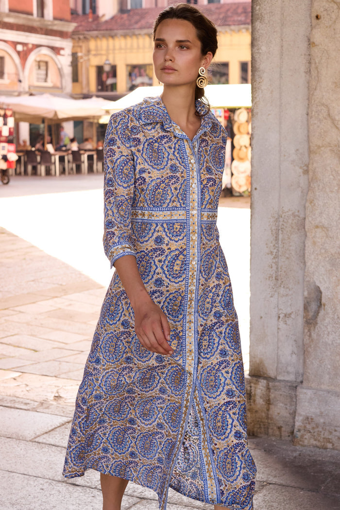 Shirt Dress Maxi- Izmir Blue