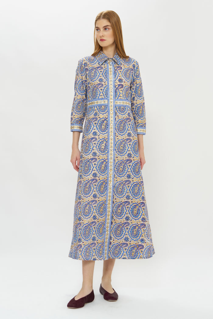 Shirt Dress Maxi- Izmir Blue