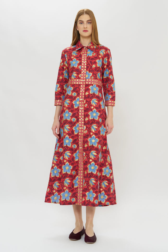 Shirt Dress Maxi- Kildare Red