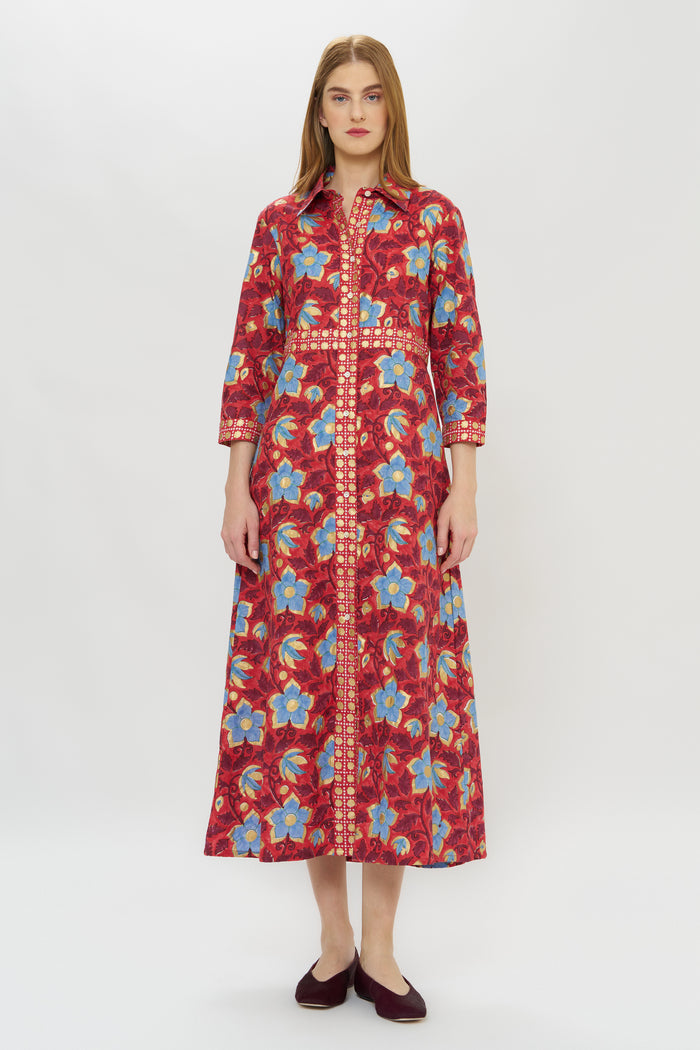 Shirt Dress Maxi- Kildare Red