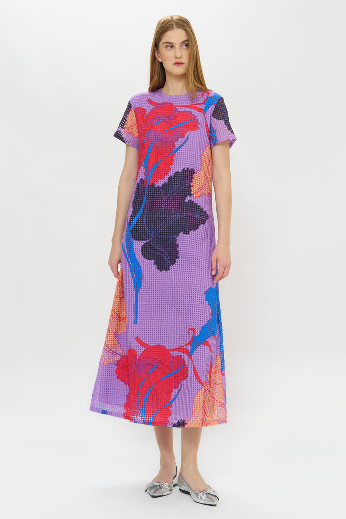 Short Sleeve Shift Maxi- Hague Lavender
