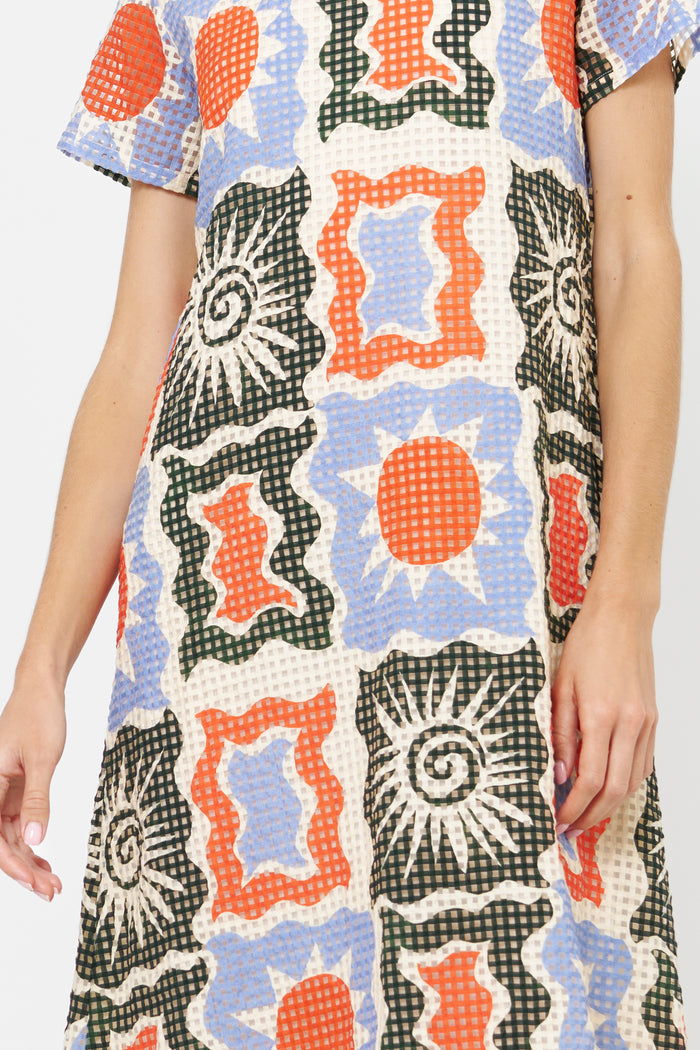 Short Sleeve Shift Maxi- Helios Blue