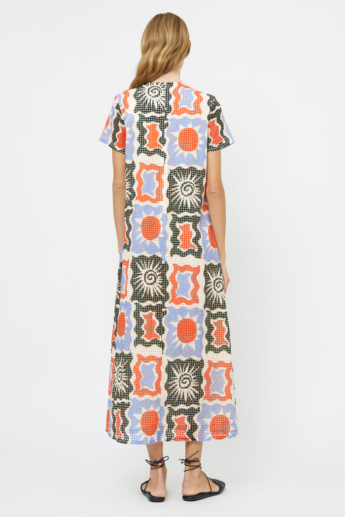 Short Sleeve Shift Maxi- Helios Blue