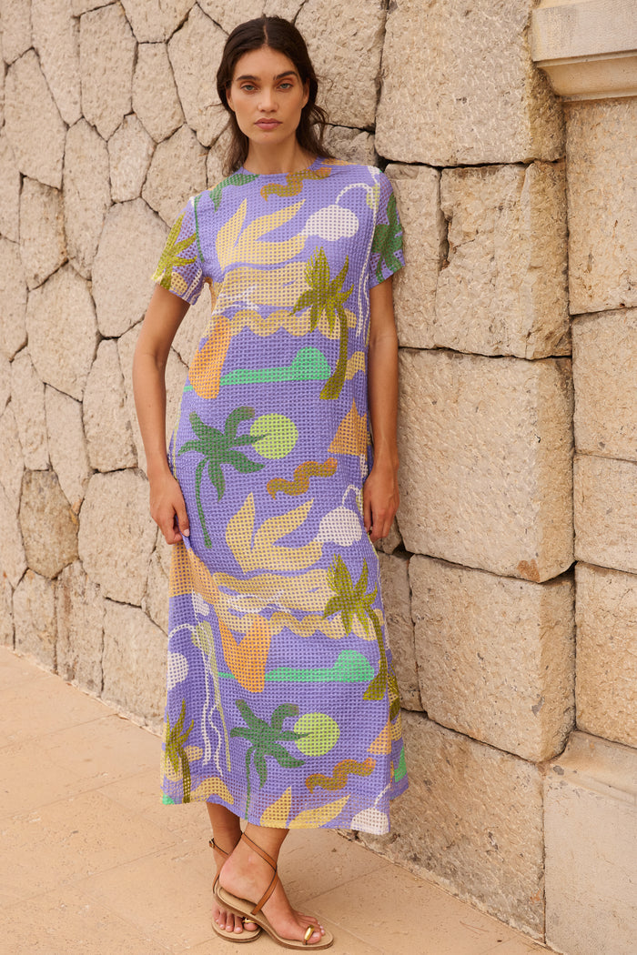 Short Sleeve Shift Maxi- Paradiso Blue