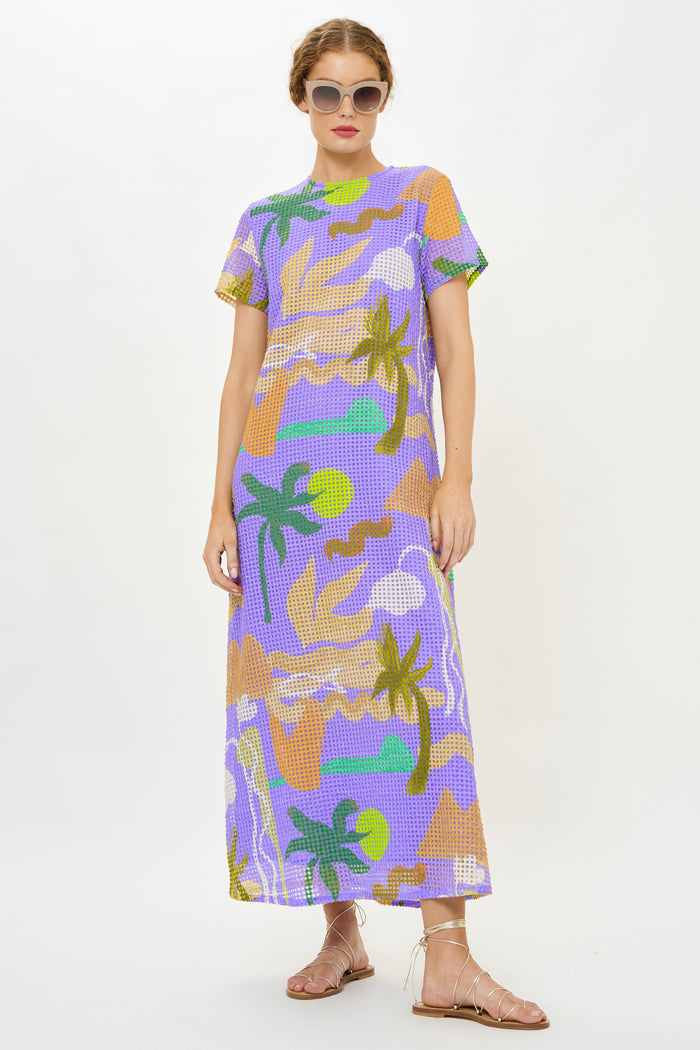 Short Sleeve Shift Maxi- Paradiso Blue