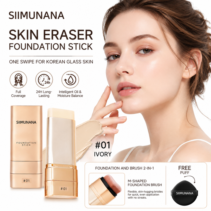 Color changing foundation stick for quick daily makeup touch-ups