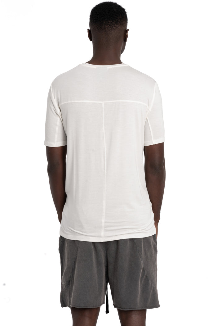 Thom Krom | SS26 - Silk blend v-neck t-shirt, White MTS945