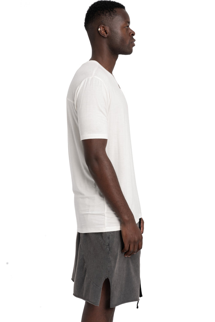 Thom Krom | SS26 - Silk blend v-neck t-shirt, White MTS945